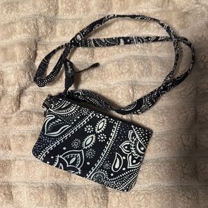 Vera Bradley Black and White Patterned landyard & wallet